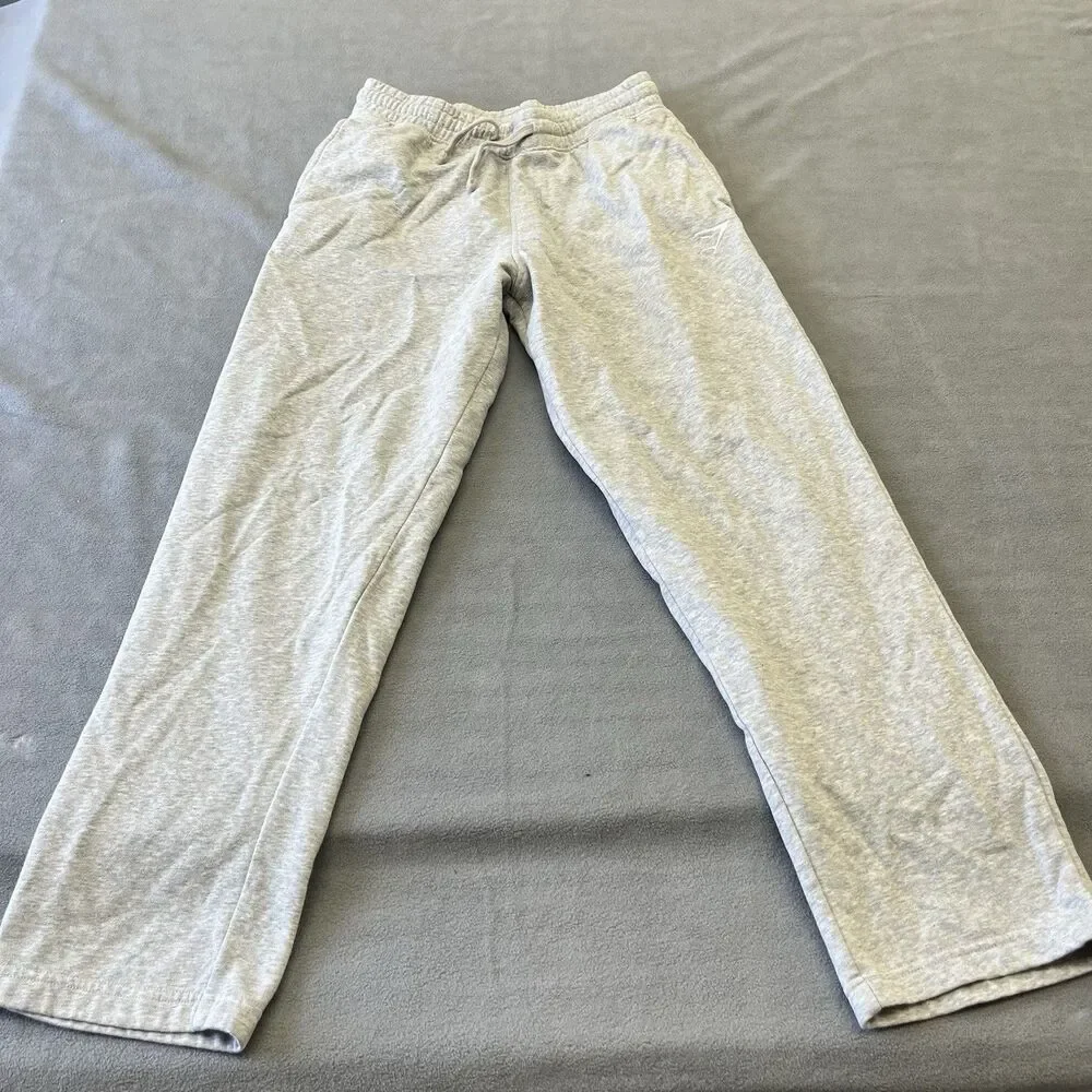 Gym Shark Gray Fleece Sweatpants Small Straight Leg Loose Fit